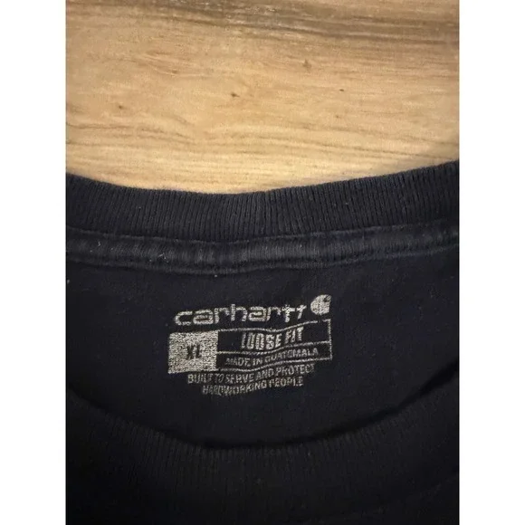Carhartt Mens Loose Fit Heavyweight Pocket T-Shirt Navy Blue XL K87 - Picture 3 of 6